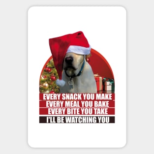 Golden Retriever whit Red Christmas Hat Funny Saying Magnet